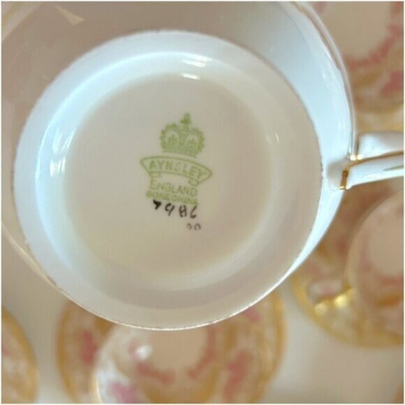 John Ansley Bone China 7986 00 Place Setting Gold Leaf Ornate Pink Vtg - Picture 5 of 16